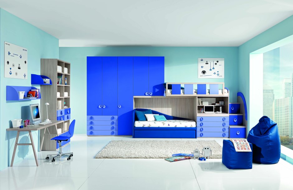 Комната для девочки в голубом цвете