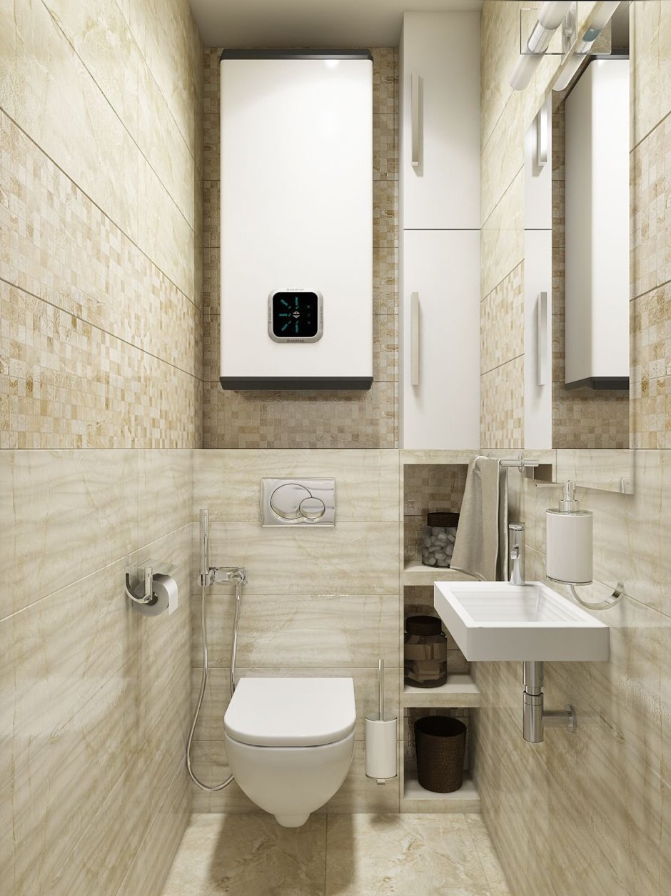 Туалетная комната с инсталляцией современной