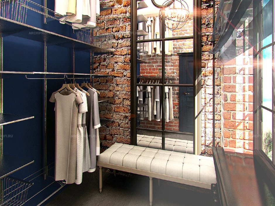 Гардеробная в стиле лофт