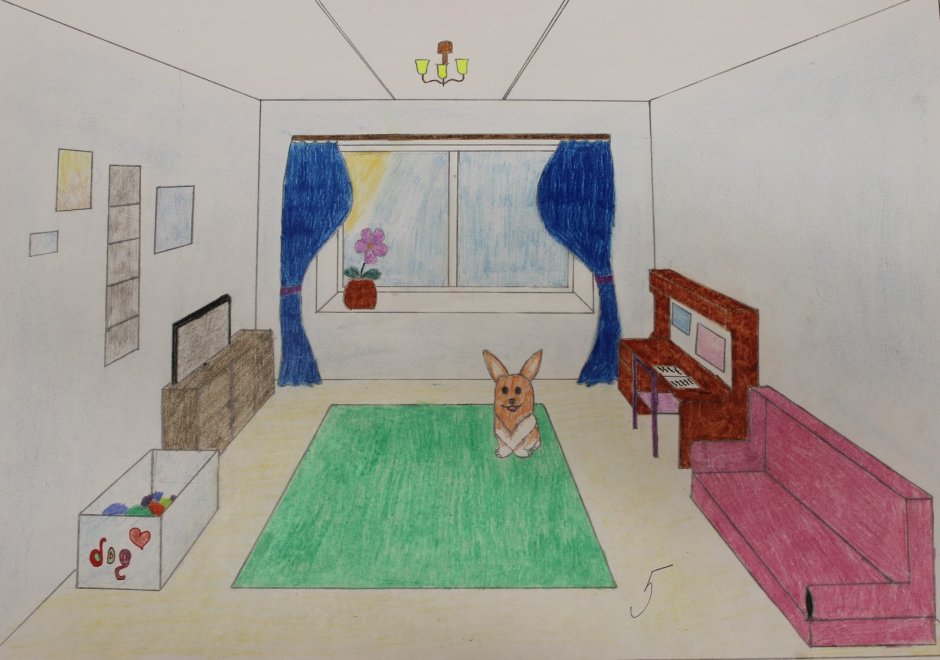 Эскиз интерьера комнаты школьника