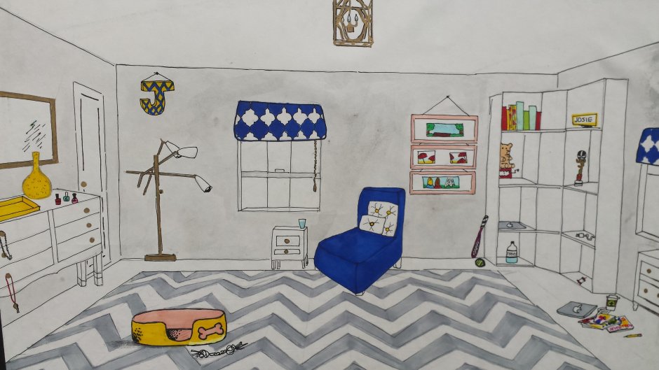 Рисунок комнаты детской для начальной школы