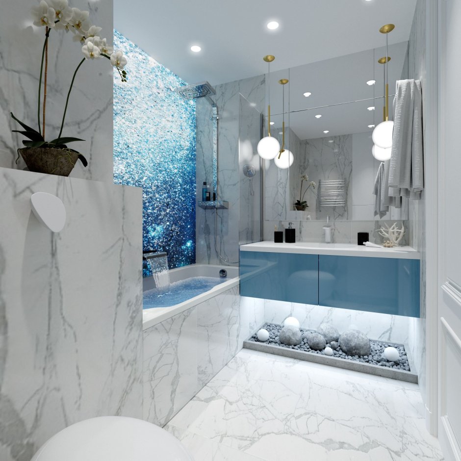 Стильная ванная комната в светлых тонах
