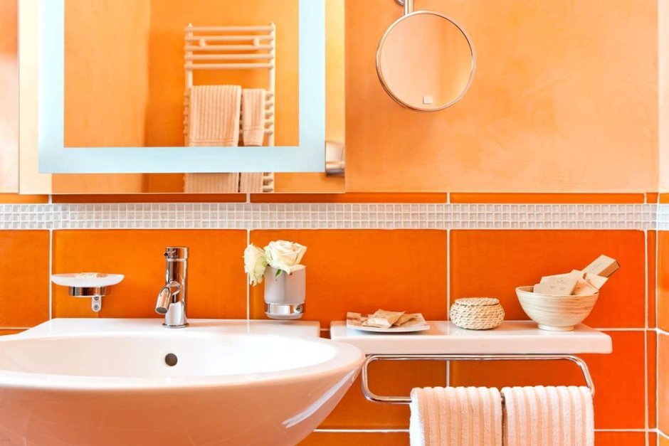 Ванная в оранжевом стиле