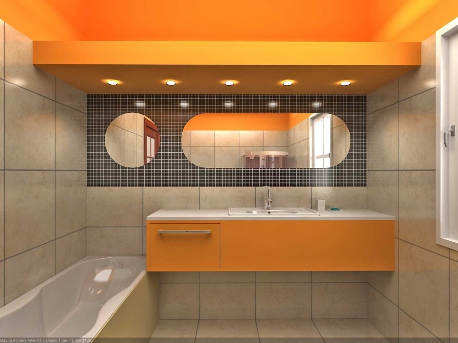 Плитка в ванную белый оранжевый черный