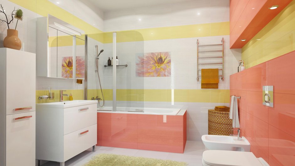 Оранжевая ванная комната