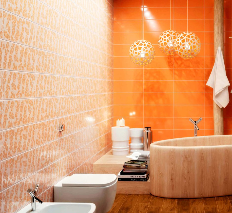 Плитка для ванной комнаты оранжевая (66 фото)