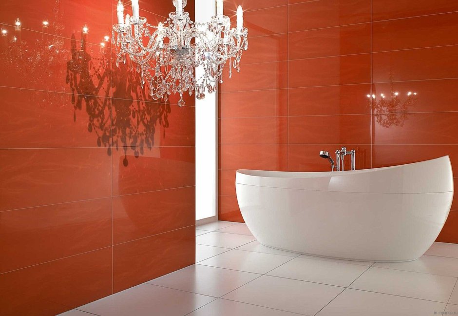 Оранжево-коричневая ванная комната