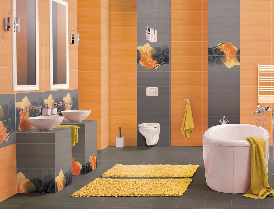 Ванная в оранжевом цвете