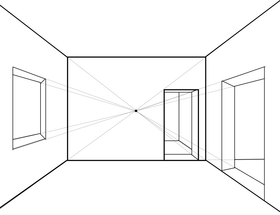 Перспектива комнаты с двумя точками схода