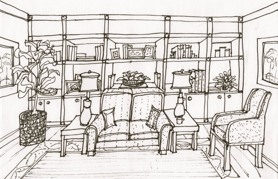 Рисунок комнаты для срисовки