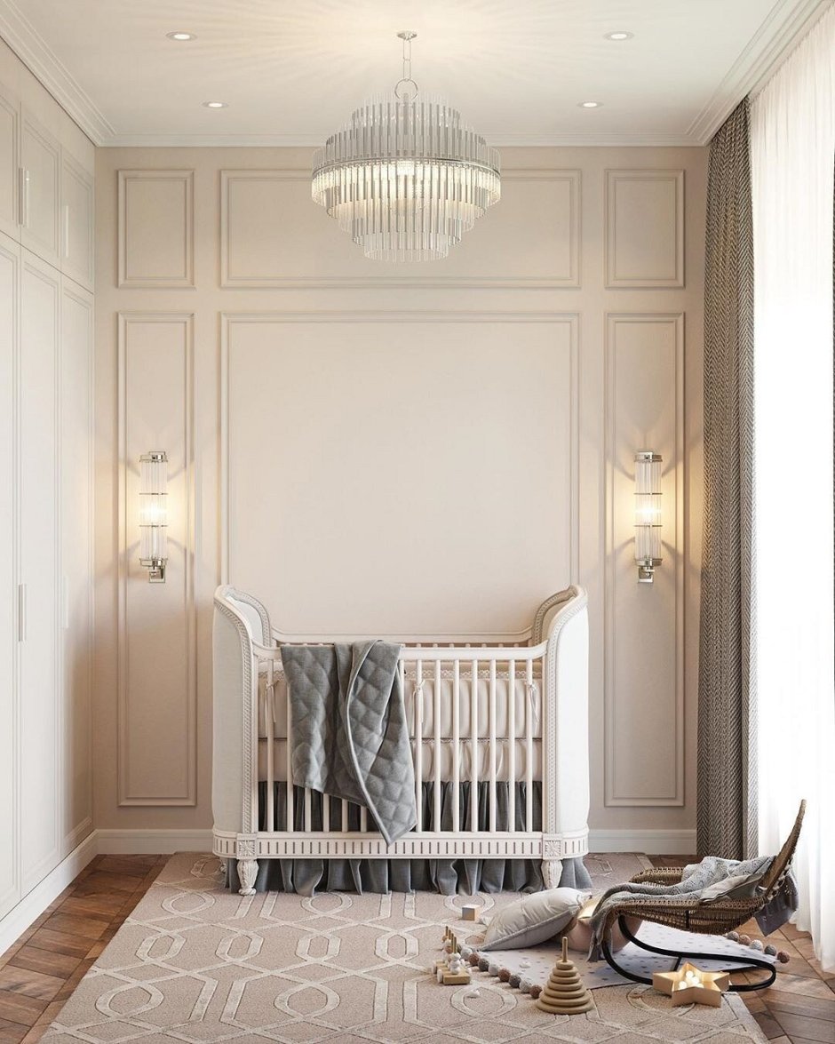 Детская комната для мальчика малыша в неоклассическом стиле
