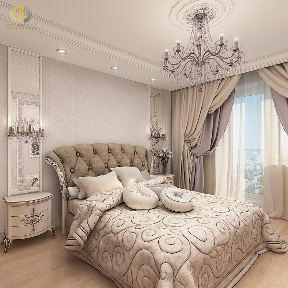 Интерьер спальни 12 метров в классическом стиле