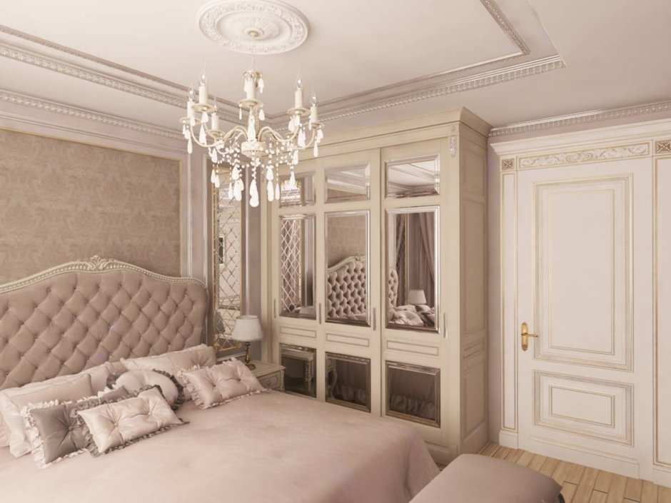 Спальня в классическом стиле в сиреневых тонах