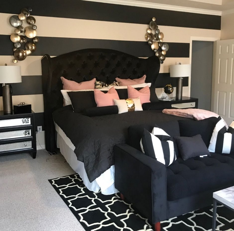Красивая спальня черная