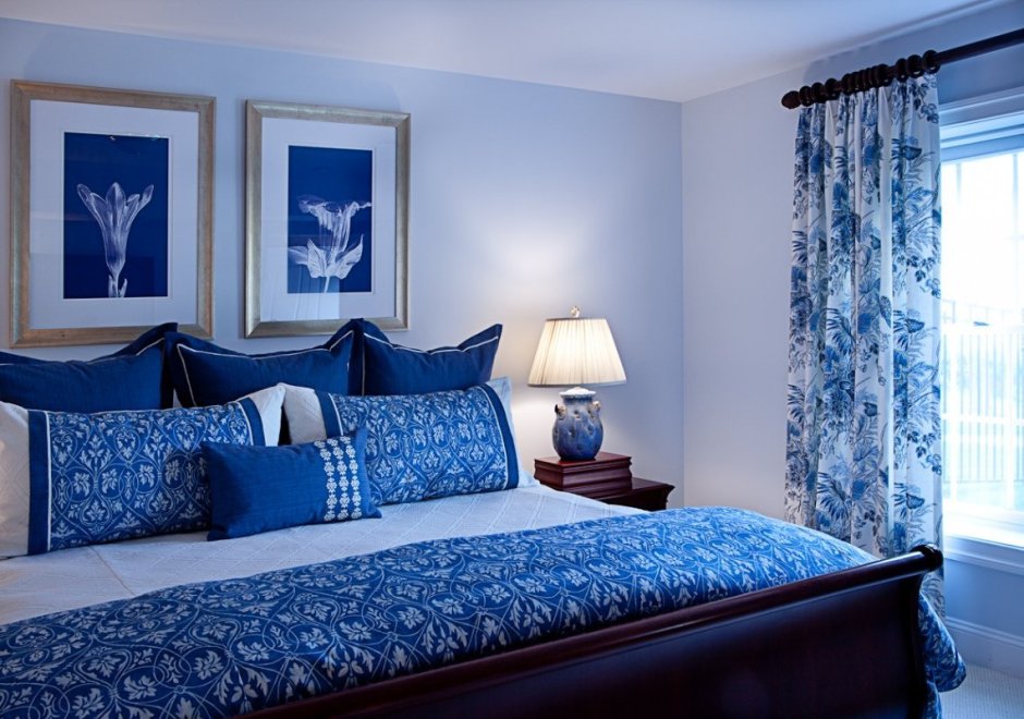 Спальня в сине голубых тонах