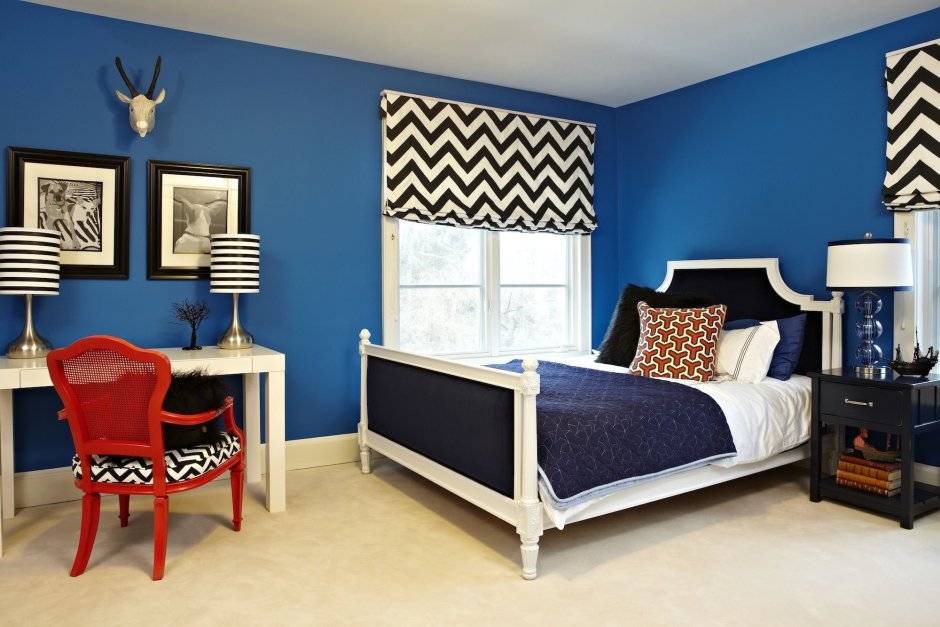 Дизайн комнаты с синими стенами (67 фото)