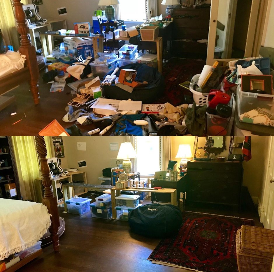 Захламленная квартира до и после уборки