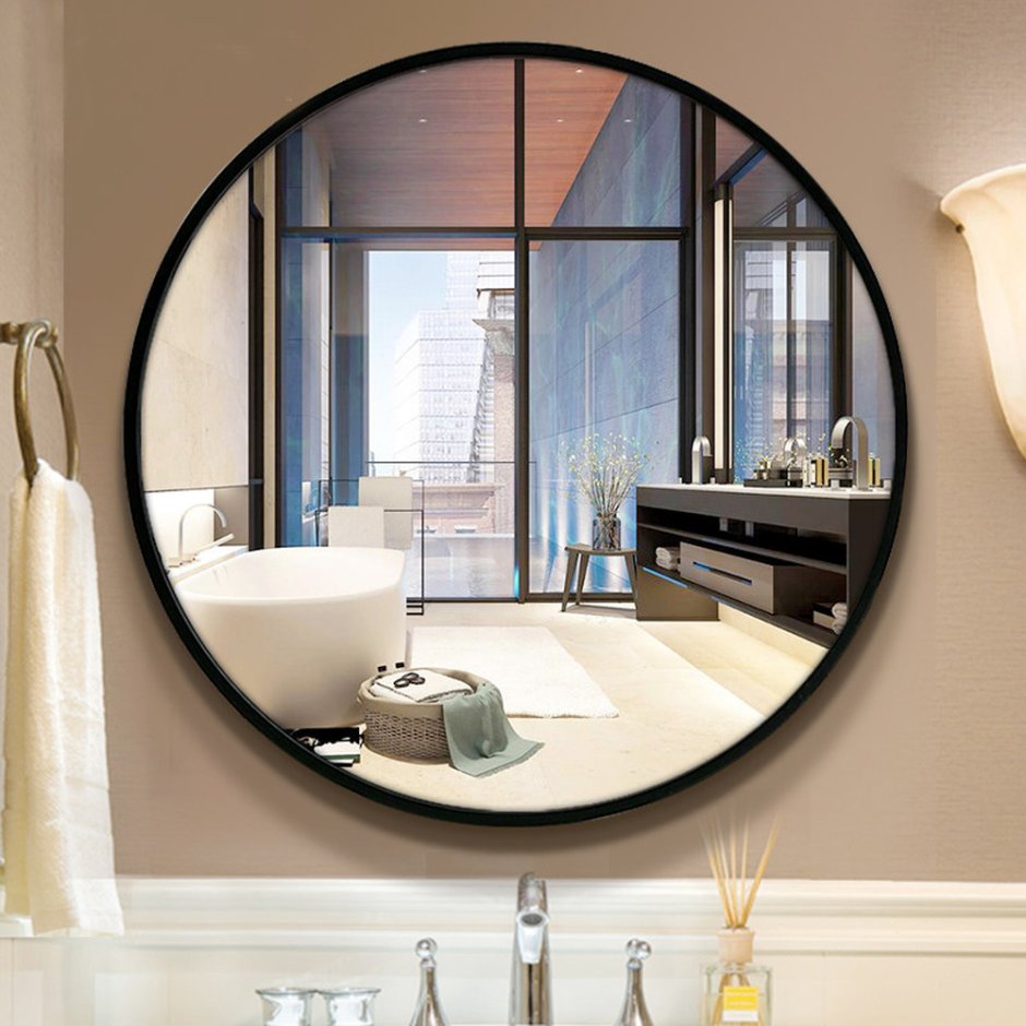 Круглое зеркало в ванную