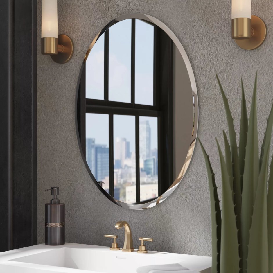 Круглое зеркало в ванную в интерьере