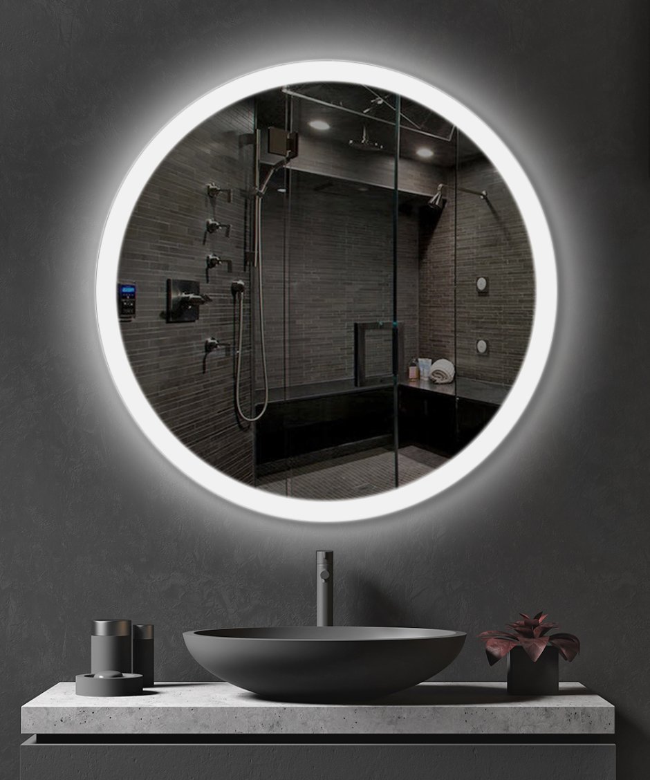 Круглое зеркало в ванной