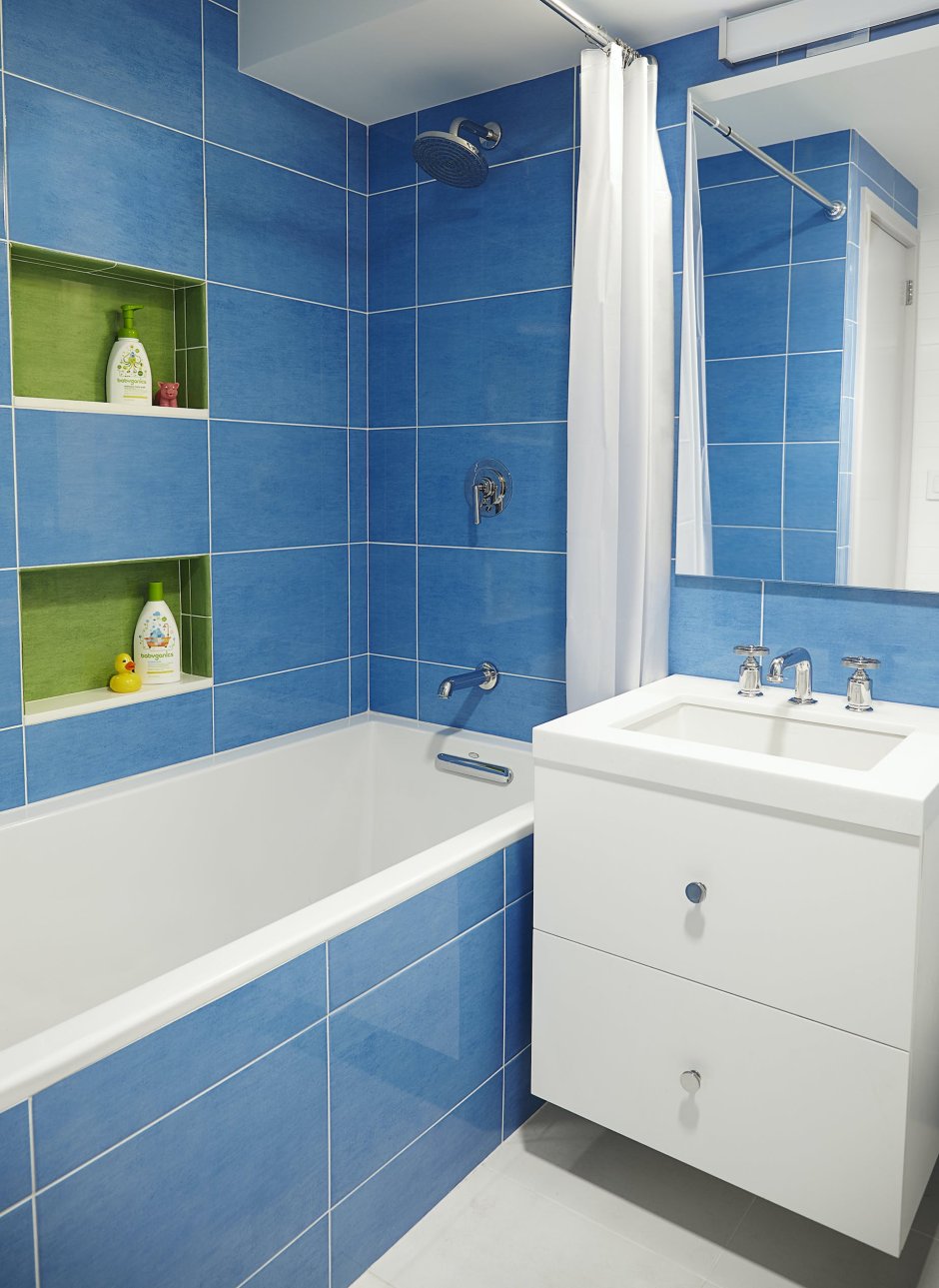 ванна в синем цвете дизайн фото