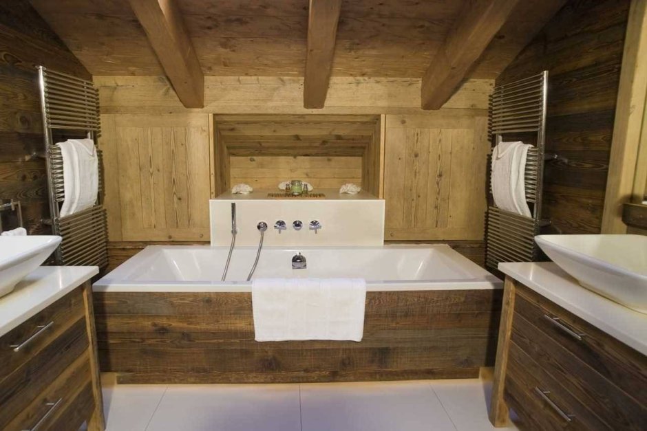 Отделка ванной комнаты на даче в деревянном доме