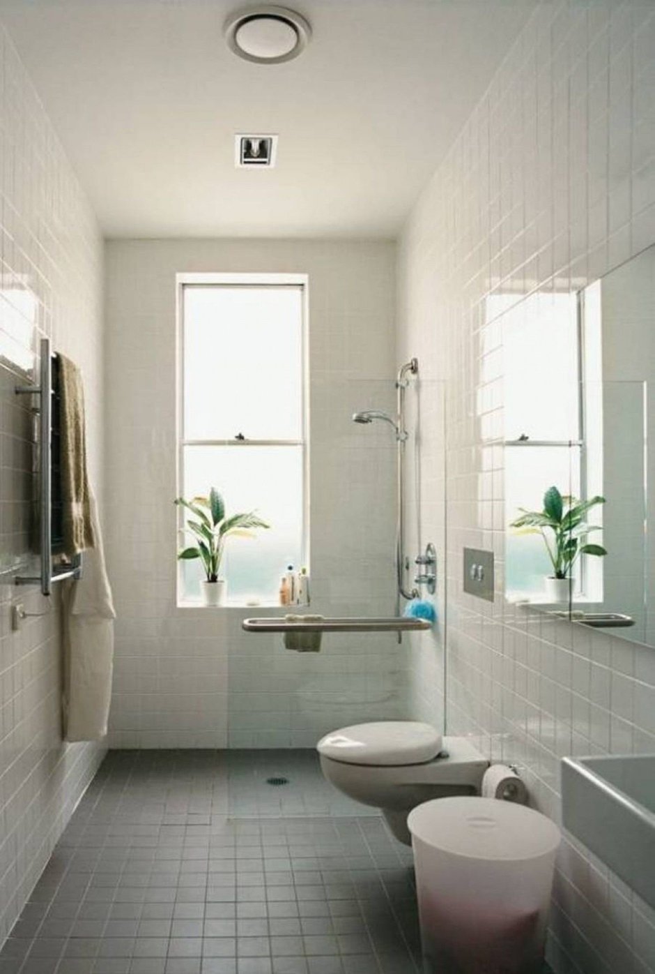Дизайн длинной ванной комнаты (75 фото)