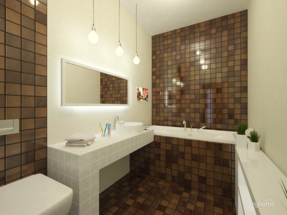 Ванная комната коричневая мозаика
