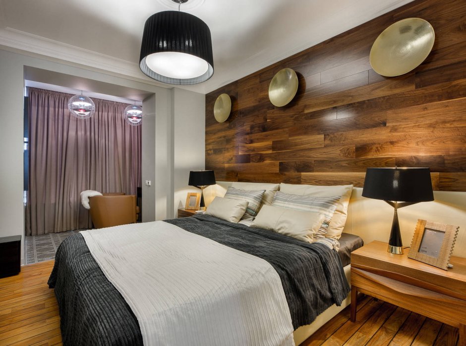Дизайн спальни с деревянными панелями (66 фото)