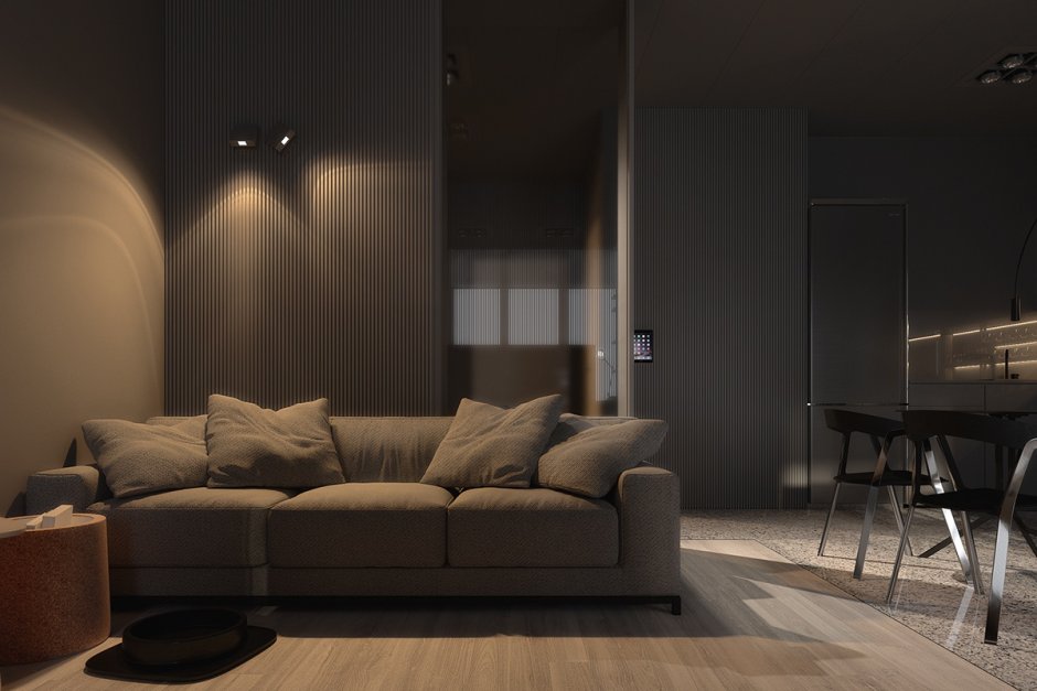 Гостиная в темном стиле