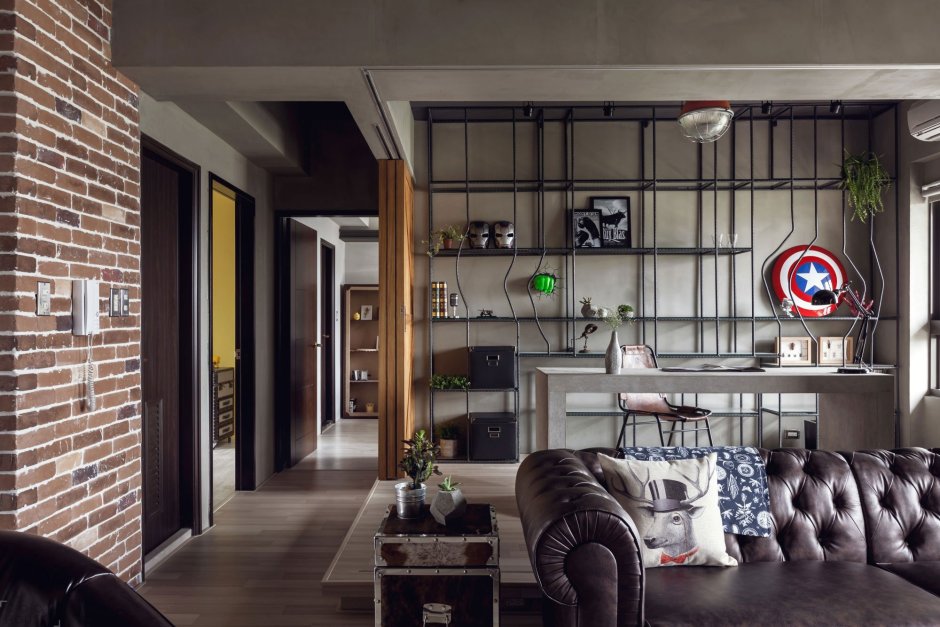 Индустриальный стиль Индастриал интерьер гостиная