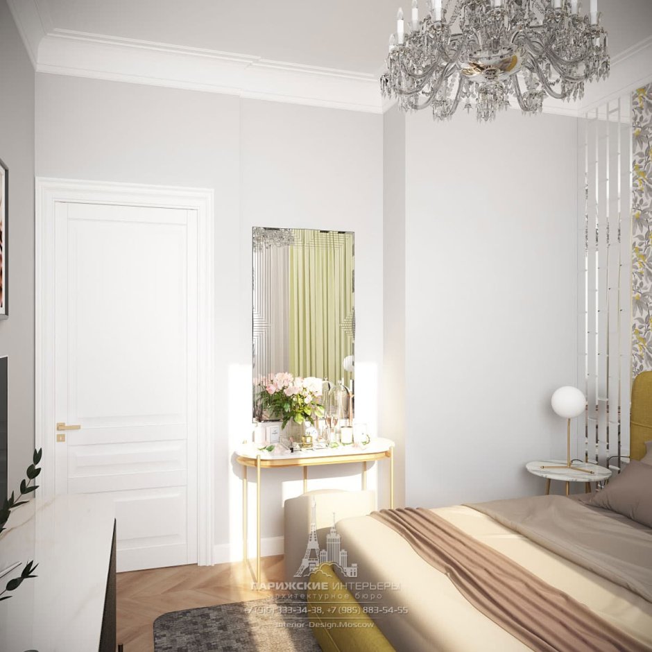 Светлая квартира в современном стиле спальня