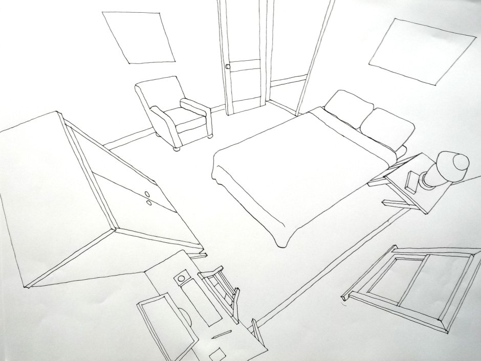 План комнаты чертеж вид сбоку