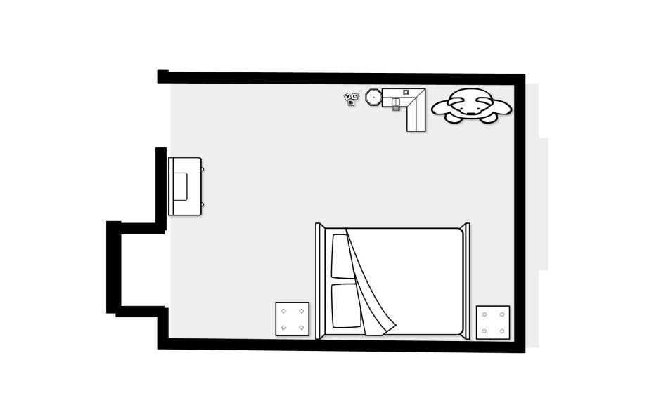 План комнаты с мебелью вид сверху