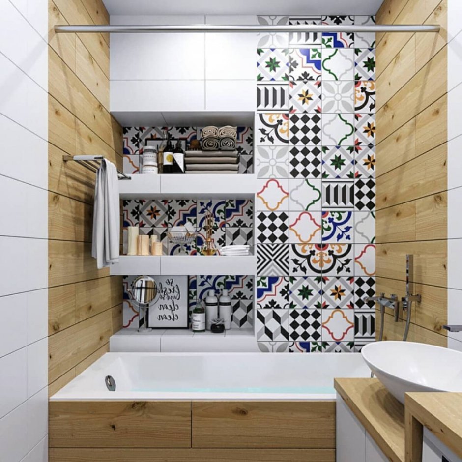 Ванная комната 3 кв.м дизайн с пэчворком