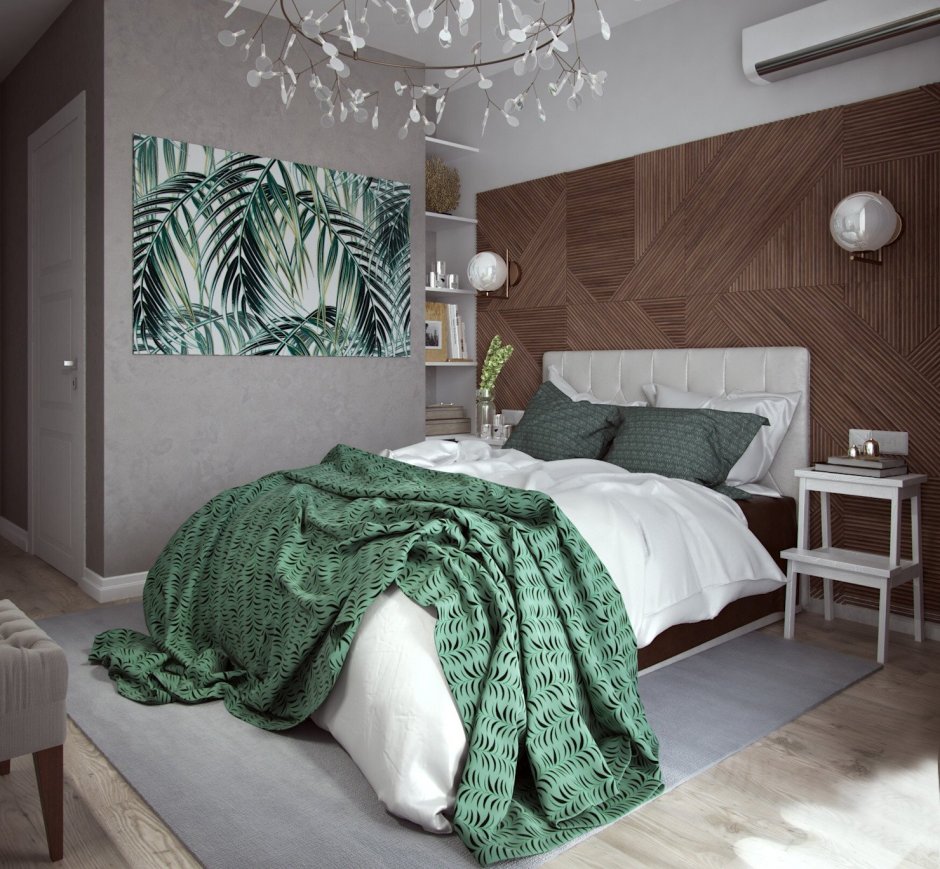 Классическая спальня в зеленом цвете