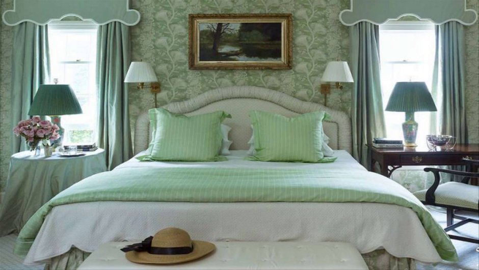 Спальня в зеленом цвете