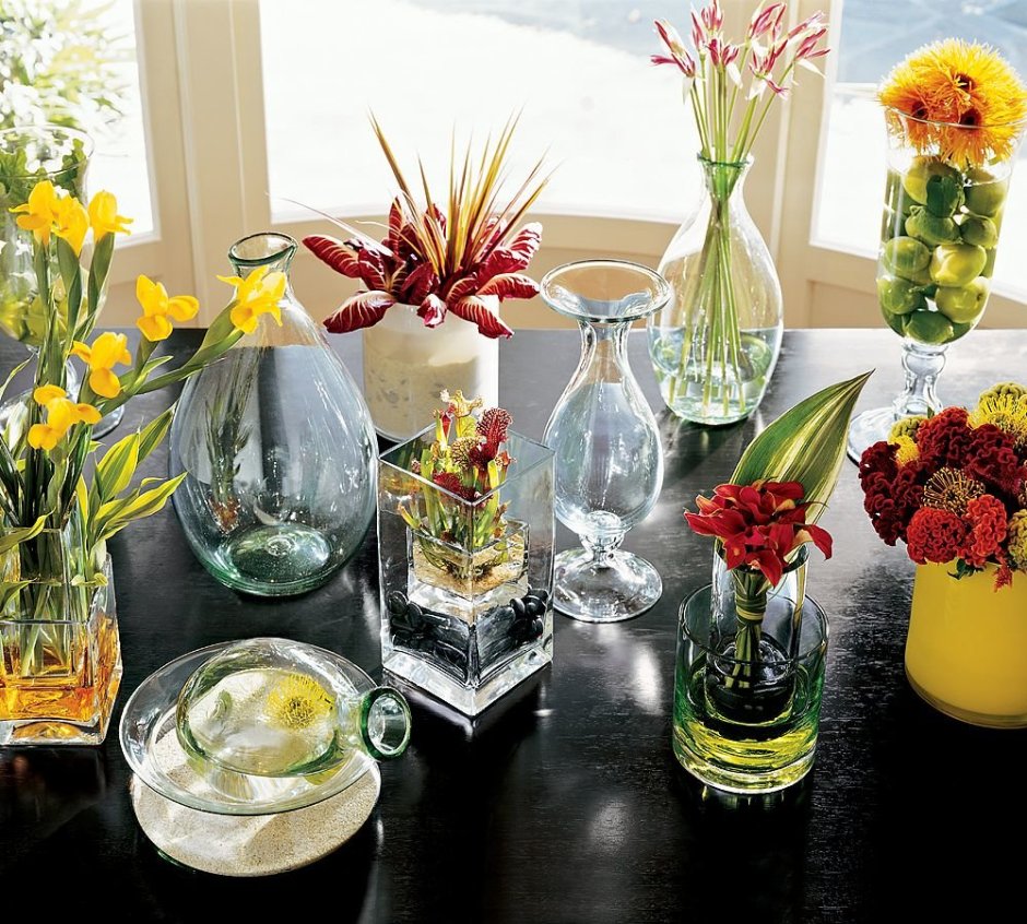 Декор прозрачной вазы