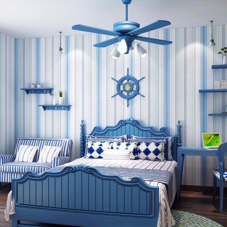 Спальня в синем стиле