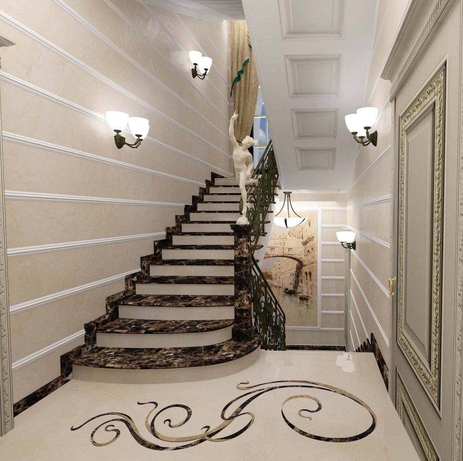 Красивый коридор с лестницей