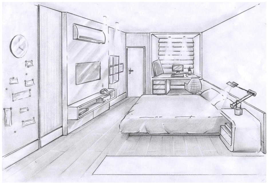 Комната спальня для рисования