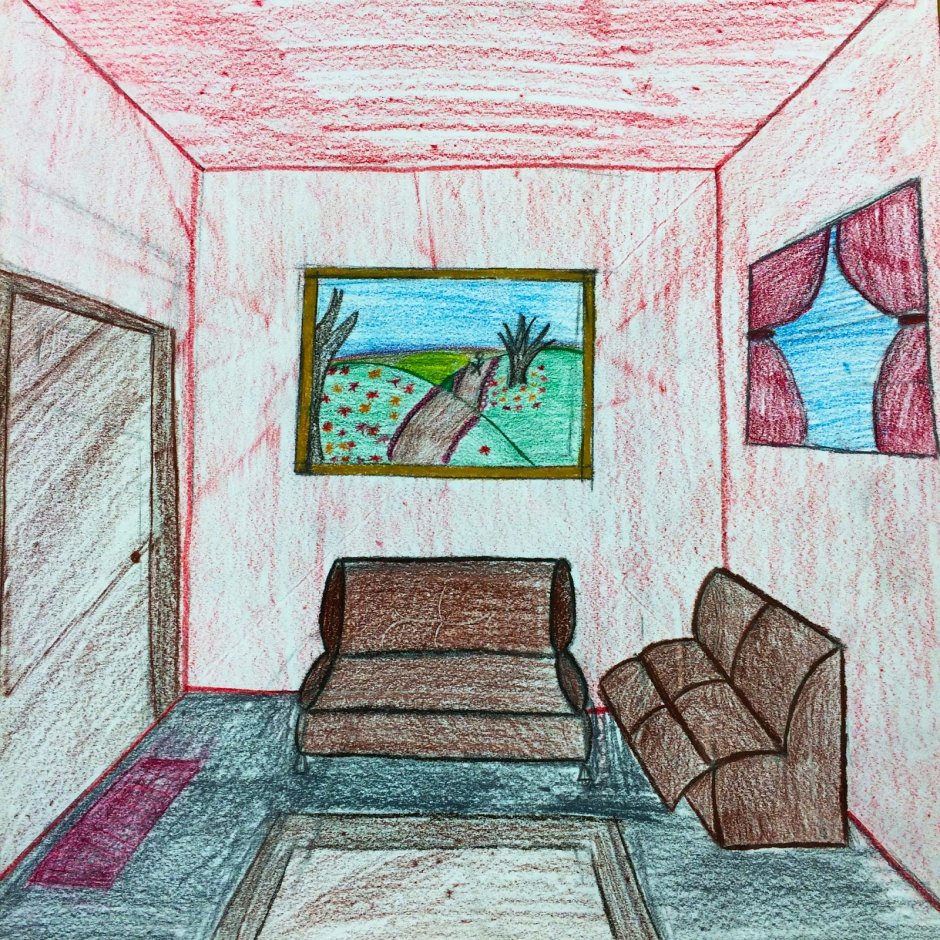 Зарисовка интерьера комнаты
