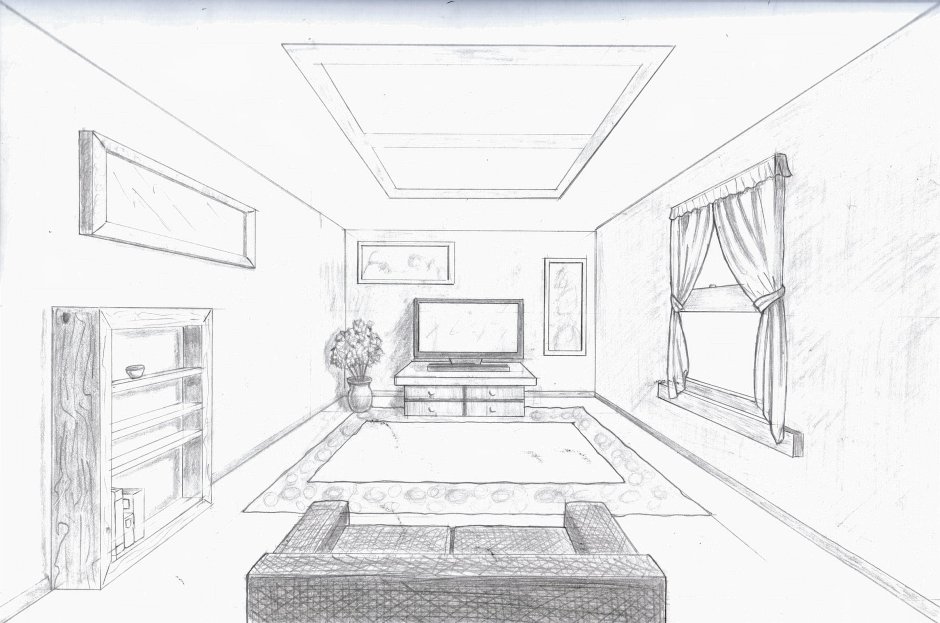 Рисунок комнаты для срисовки