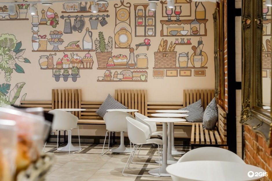 Роспись стен в интерьере кафе