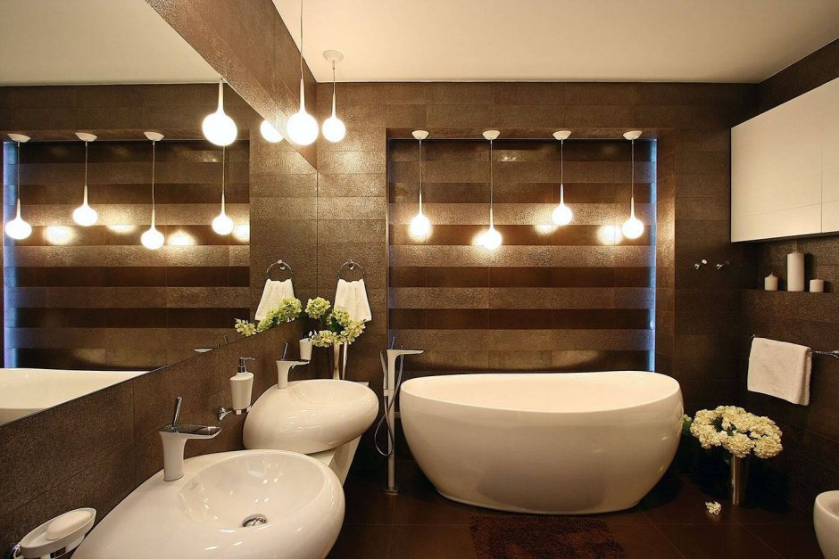 Стильные светильники для ванной комнаты (69 фото)