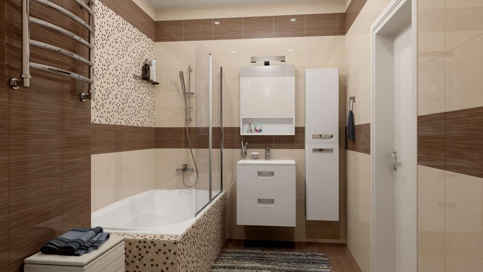 Ванная комната коричневая мозаика