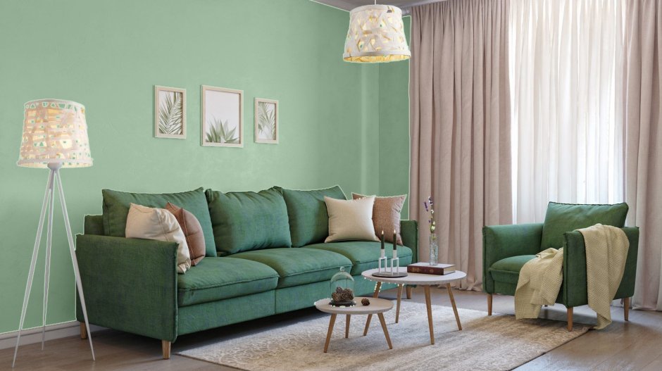 Зеленый мятный диван Отто