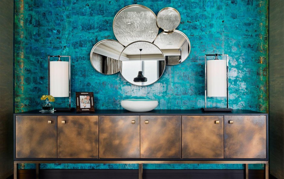 Интерьер в серо голубом цвете тонах