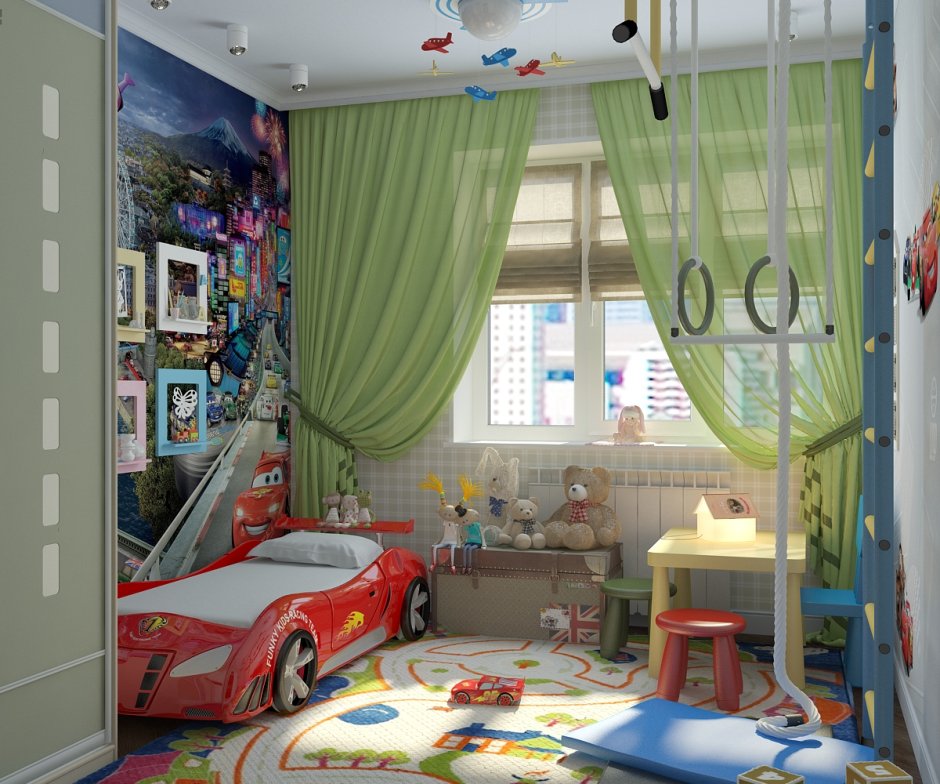 Планировка квадратной детской комнаты
