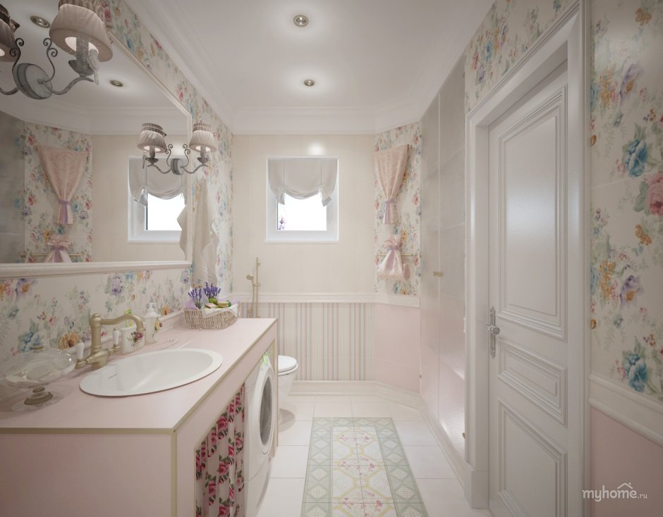 Розовая ванная в стиле Прованс